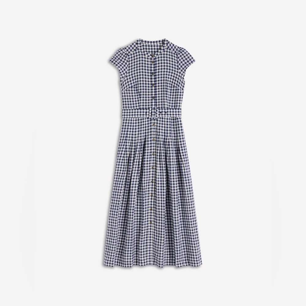 NWT Boden Arabella Linen Blend Dress in Navy Gingham - Picture 6 of 12